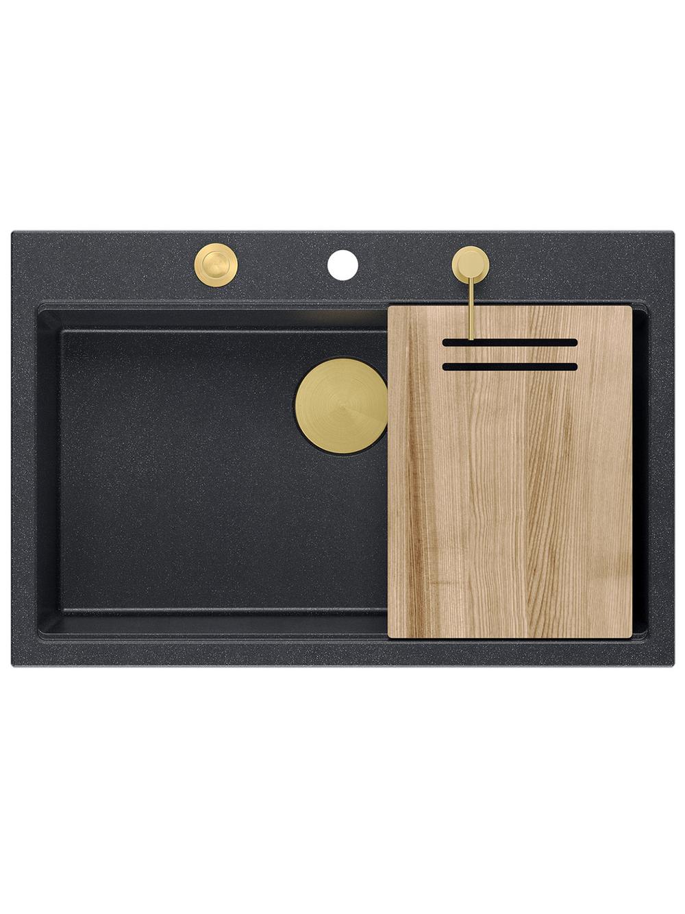 Zlewozmywak granitowy MARC 110 WORKSTATION Czarny Metalik