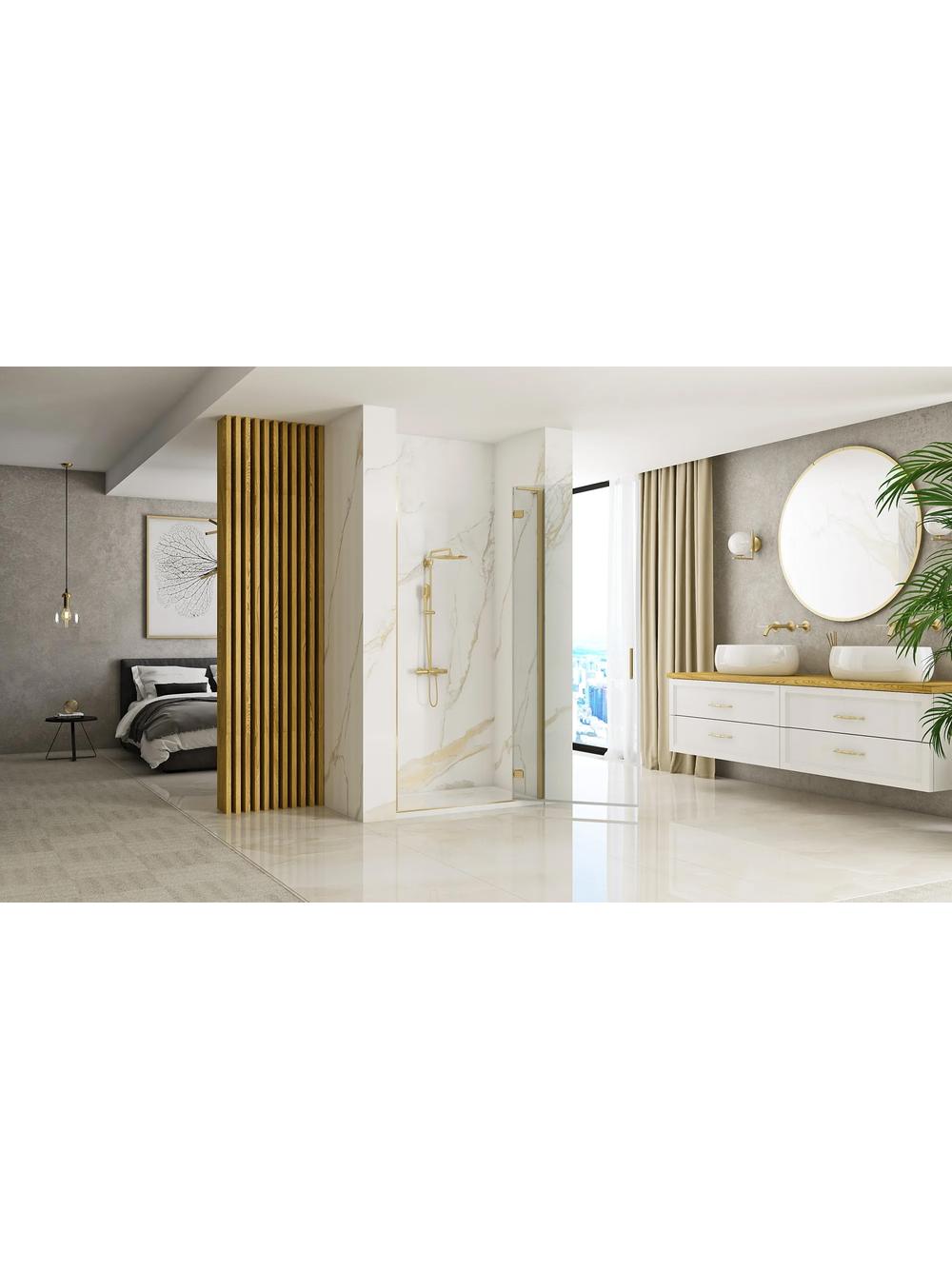 Porte de douche Rea Hugo 80 Gold Brush + profilé