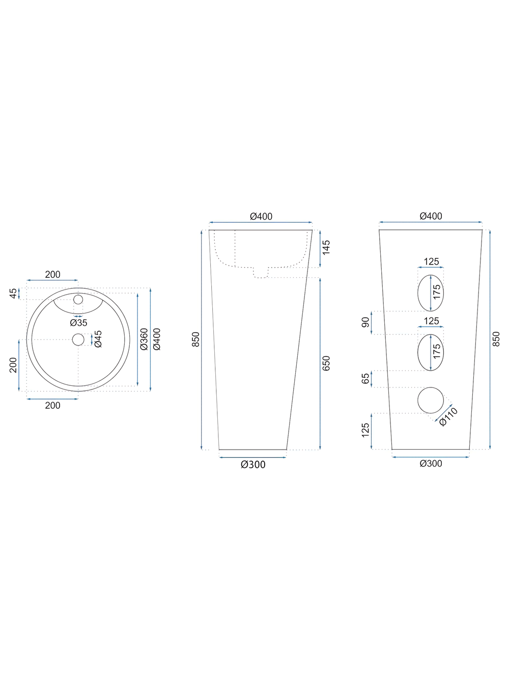Freestanding ceramic basin Blanka Savana Matt
