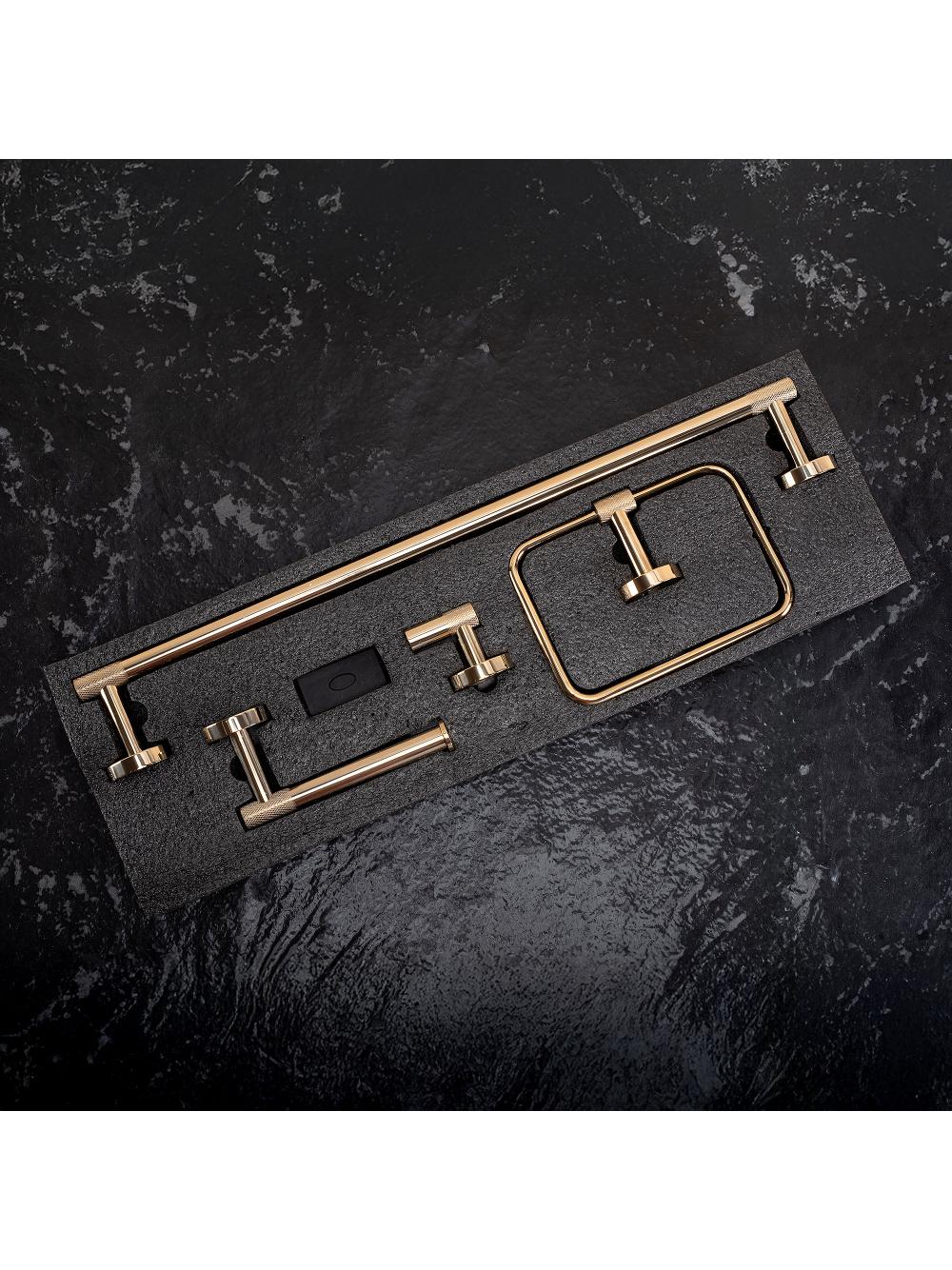 Bathroom Accessories Set GRID Gold 4 Pieces
