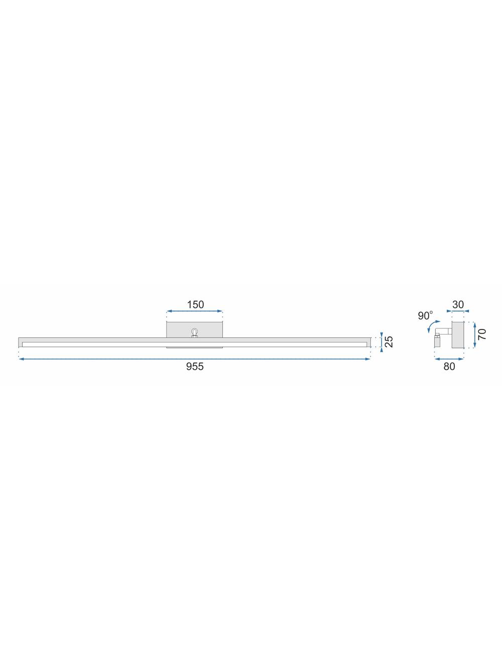 LAMPA KINKIET ŁAZIENKOWY LED NAD LUSTRO 20W 100CM APP375-1W CZARNA
