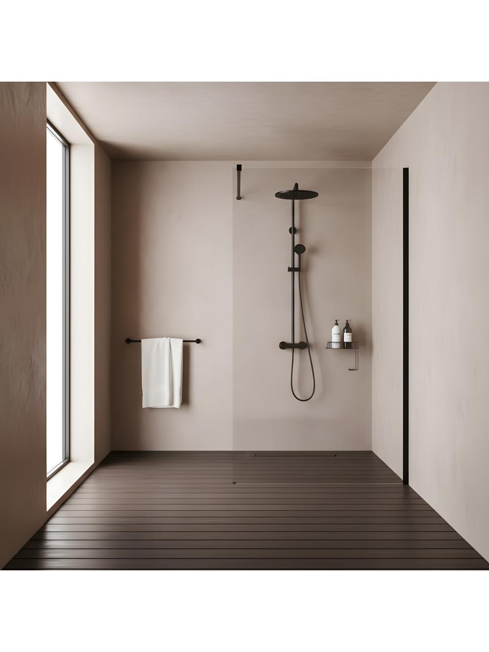 Shower screen Rea Flexi Transparent / Black 90