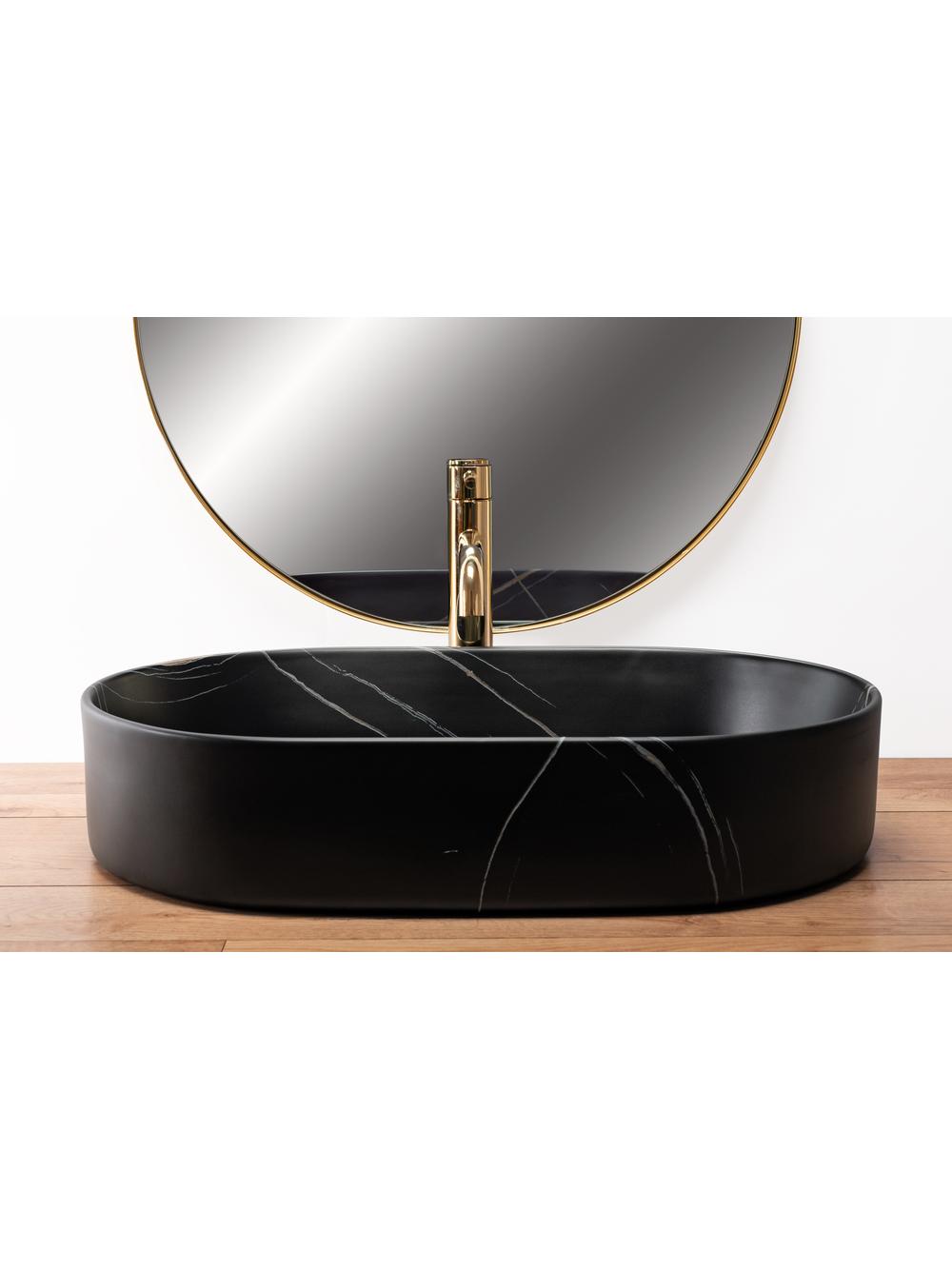 Πάγκος νιπτήρας REA NADIA STONE, ΜΑΤ ΜΑΥΡΟΣ 61 x 38.5 x 12 cm