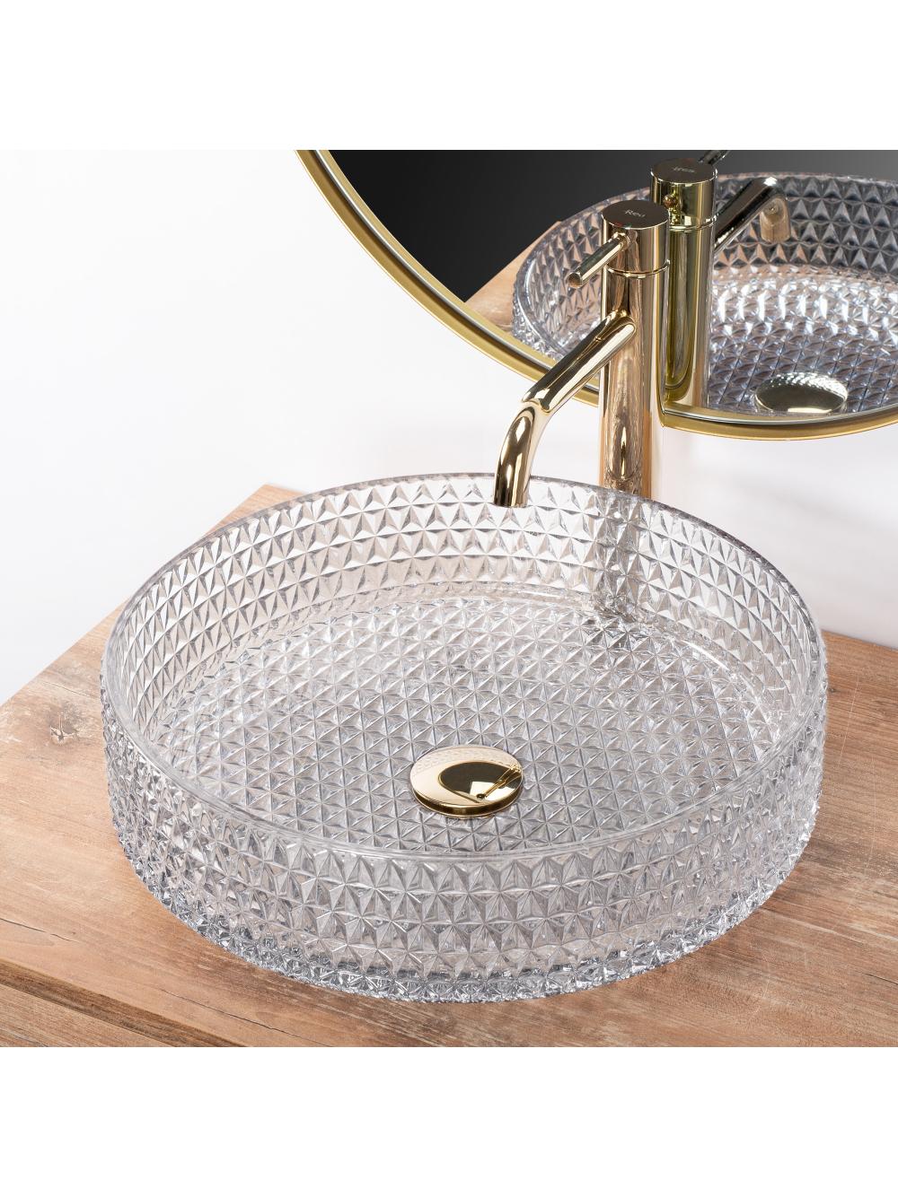 Umywalka nablatowa Rea Cristal Transparent 39