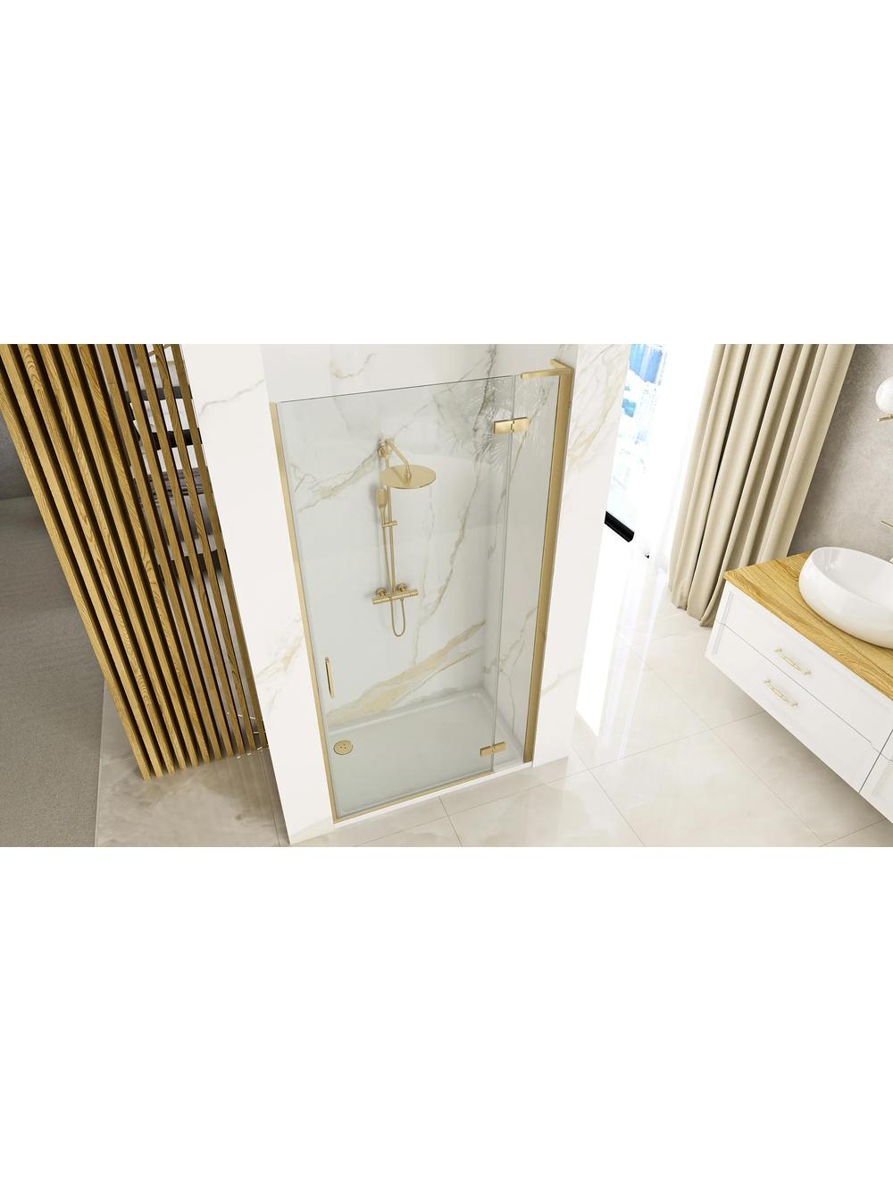 Porte de douche Rea Hugo 80 Gold Brush + profilé