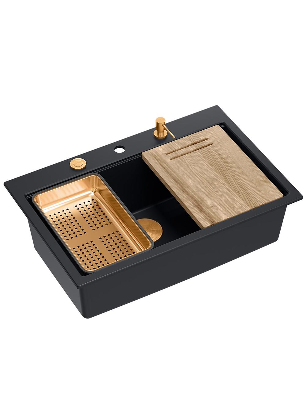 Zlewozmywak granitowy MARC 110 WORKSTATION Czarny