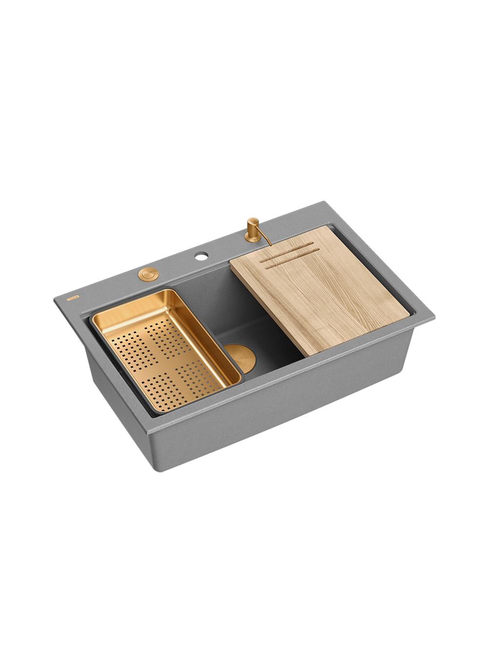 Zlewozmywak granitowy MARC 110 WORKSTATION Szary Metalik