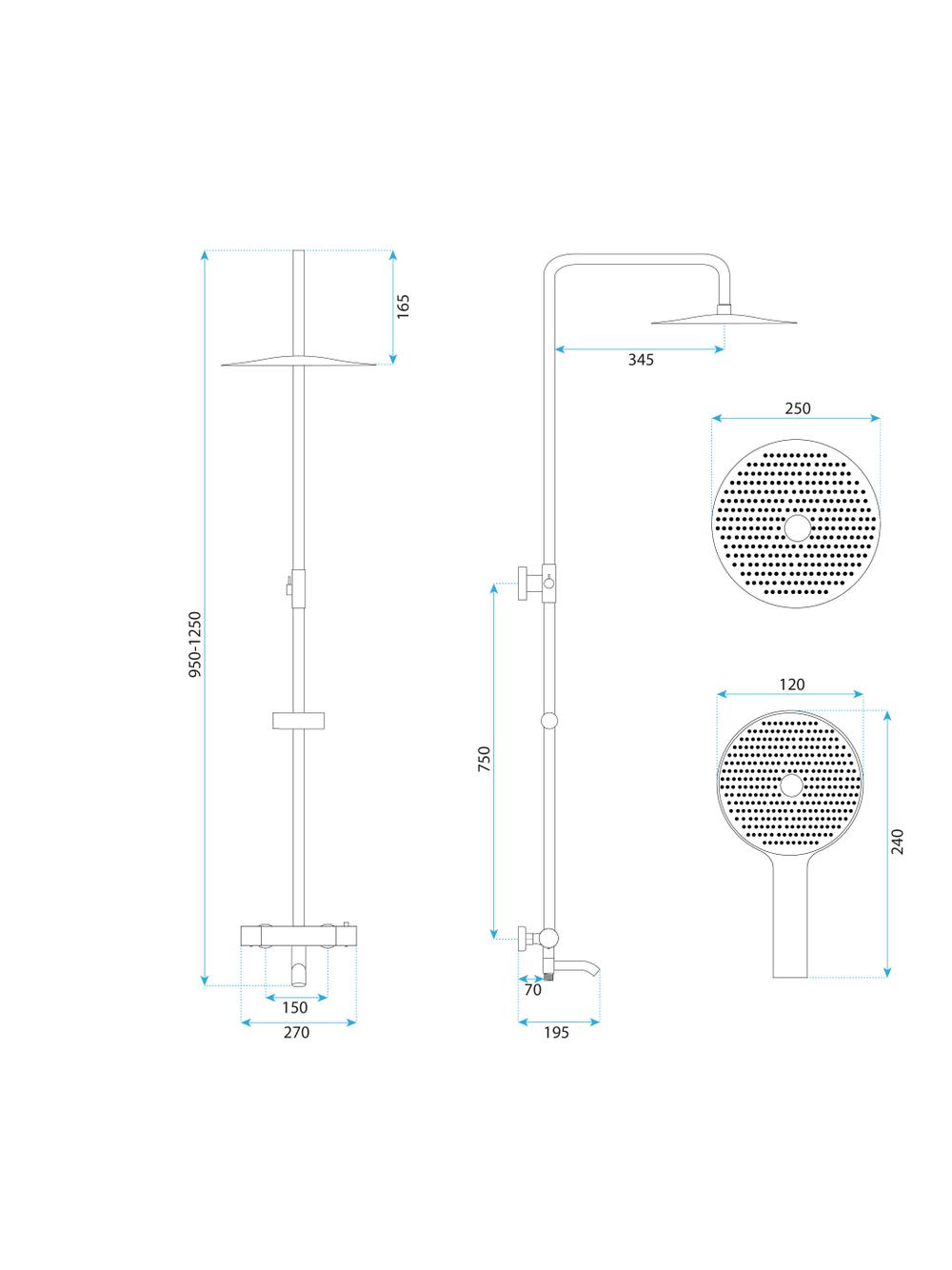 Termosztátos zuhanyszett Lungo Diamond chrome