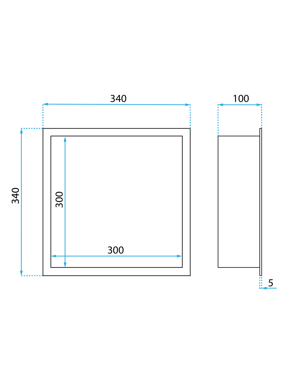PÓŁKA WNĘKOWA ŁAZIENKOWA 30x30 stal szczotkowana