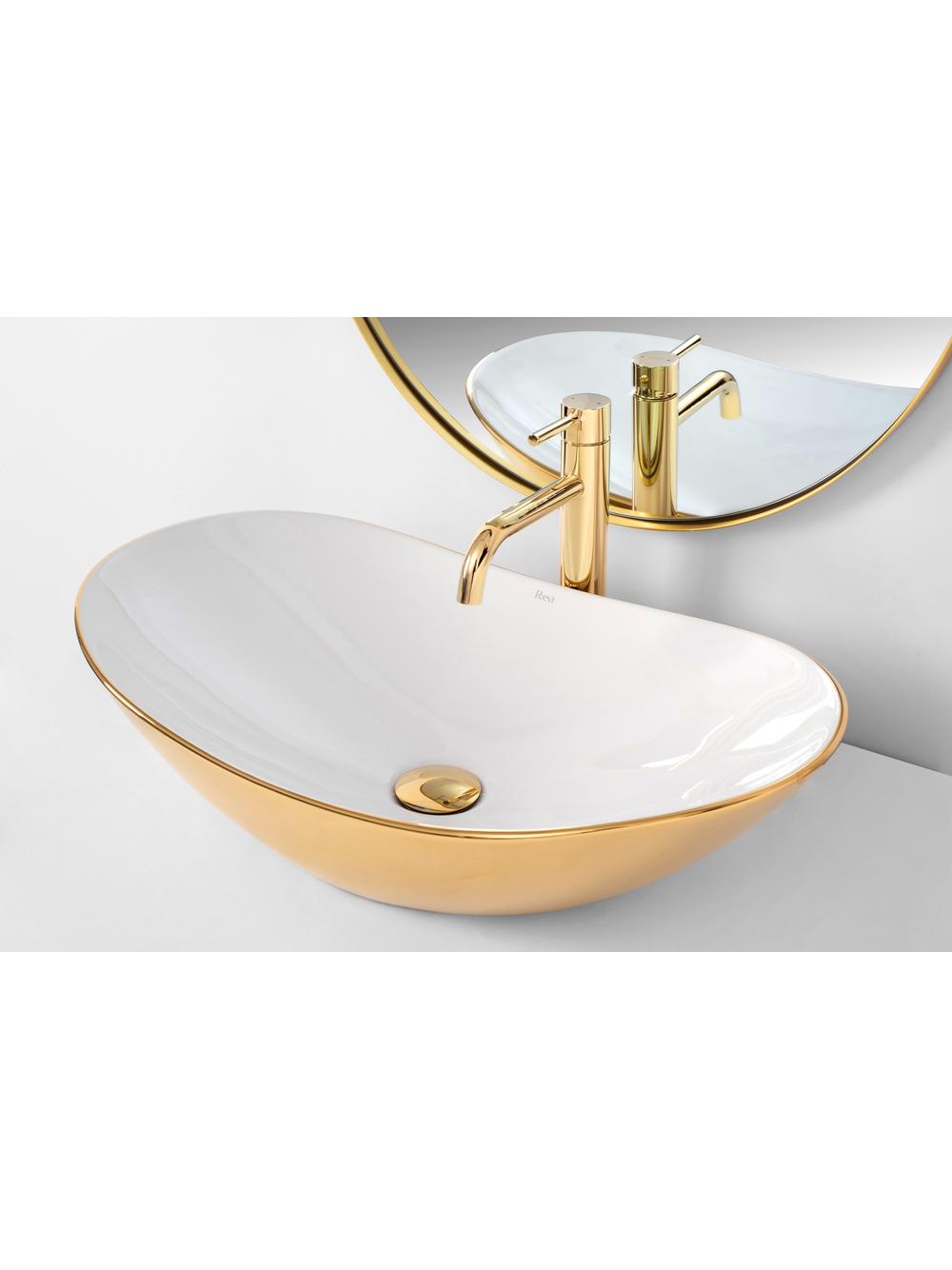 Umywalka nablatowa Rea Royal Gold/White