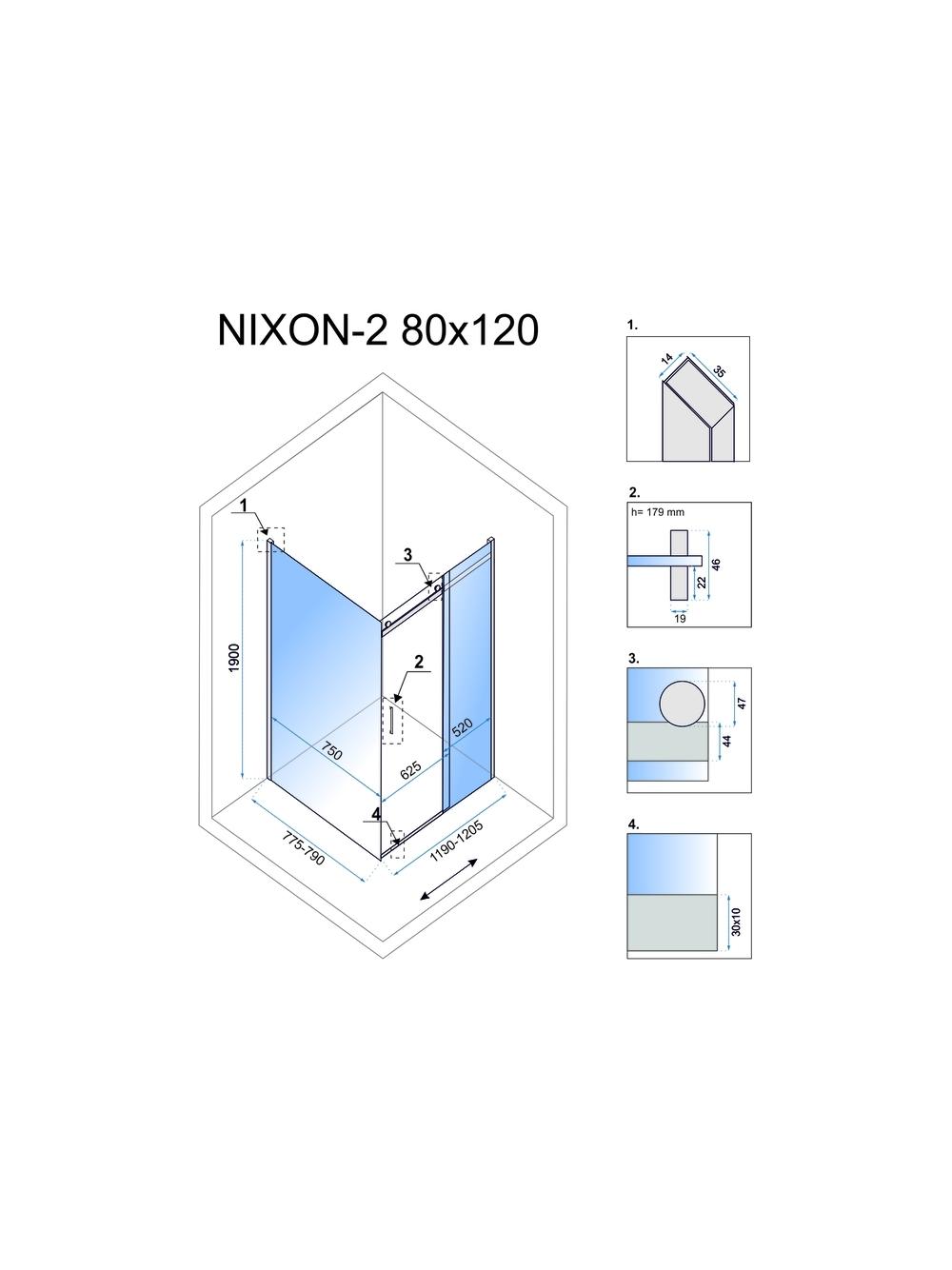 Kabina prysznicowa Rea Nixon 120x80 Chrome