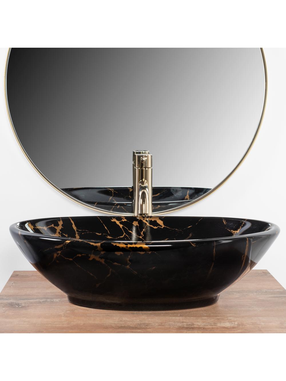 Umywalka nablatowa REA Pamela Black Marble Shiny