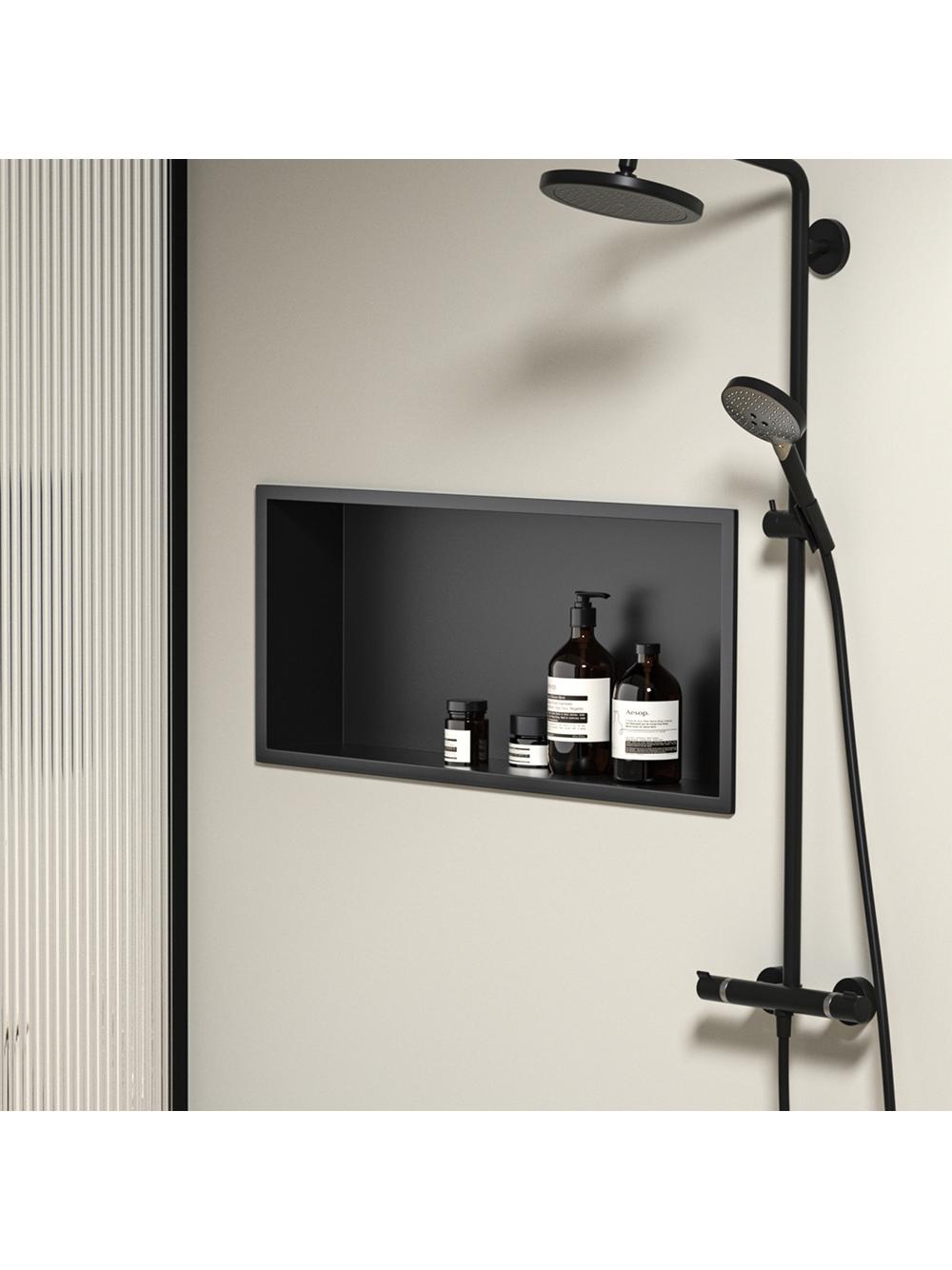 bathroom shelf 30x60 black matt
