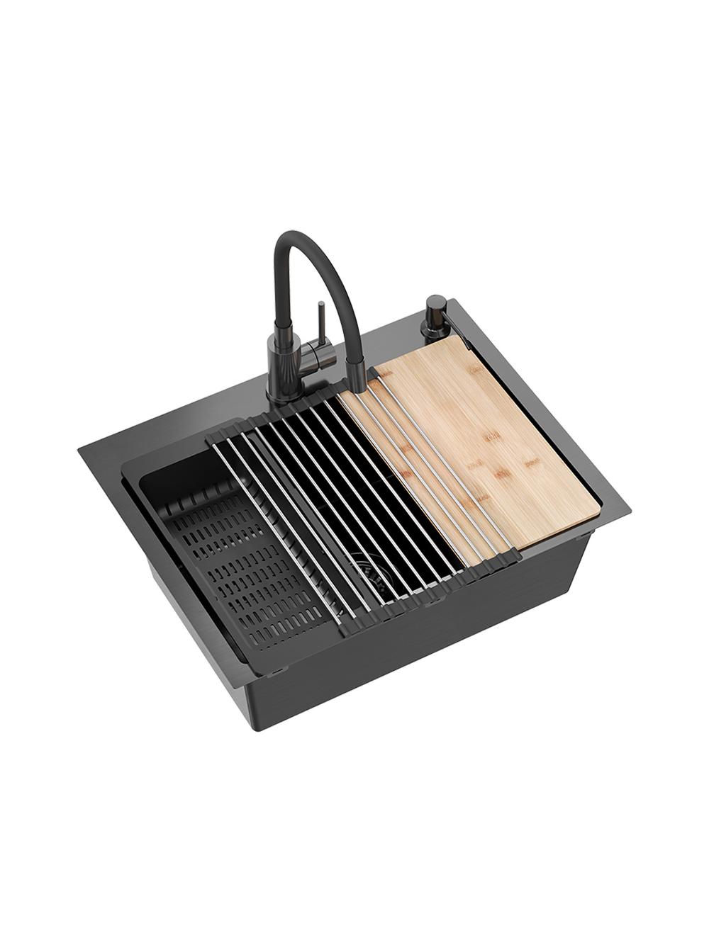 Zlewozmywak stalowy LUKE 110 WORKSTATION Czarny