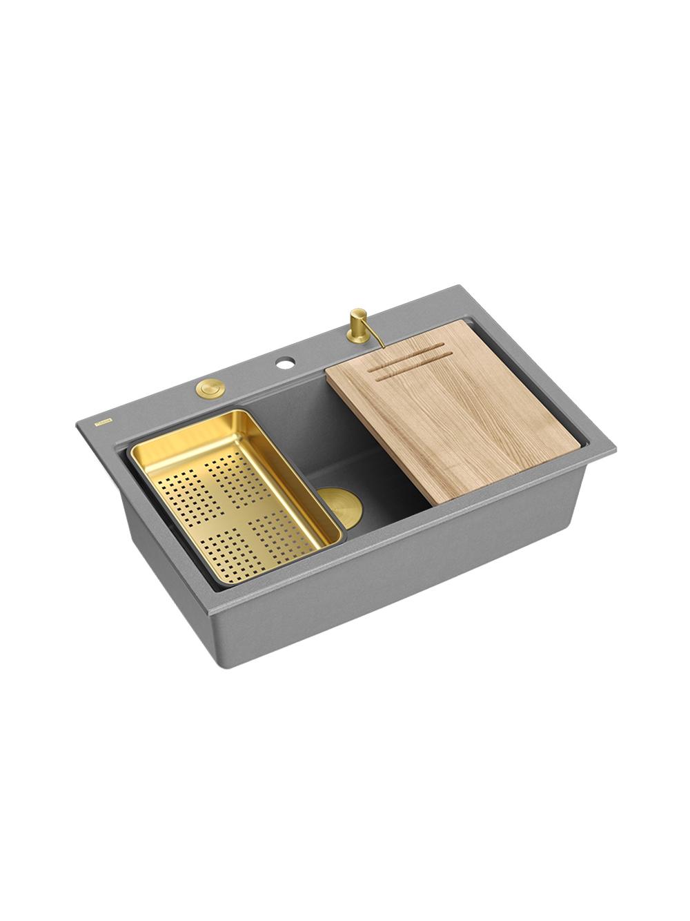 Zlewozmywak granitowy MARC 110 WORKSTATION Szary Metalik