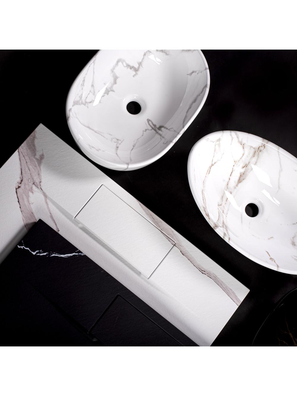 Zestaw Sofia black marble + bateria wysoka Lungo gold + korek uniwersalny złoty