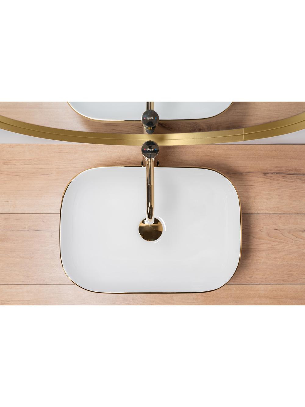 Νιπτήρας πάγκου Rea Belinda White GOLD BRUSH 46.5 x 33 x 13.5 cm
