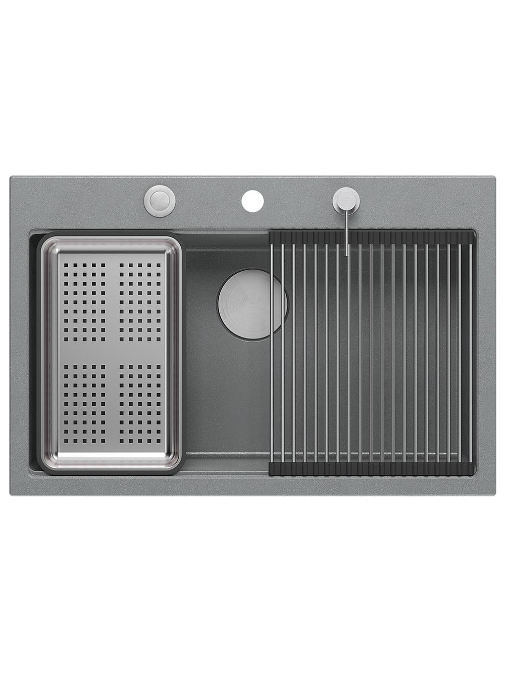 Zlewozmywak granitowy MARC 110 WORKSTATION Szary Metalik