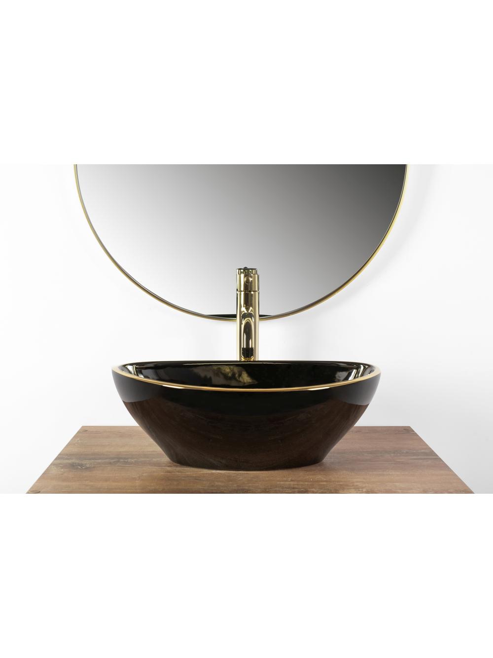 Umywalka nablatowa Rea Sofia Black Gold Edge