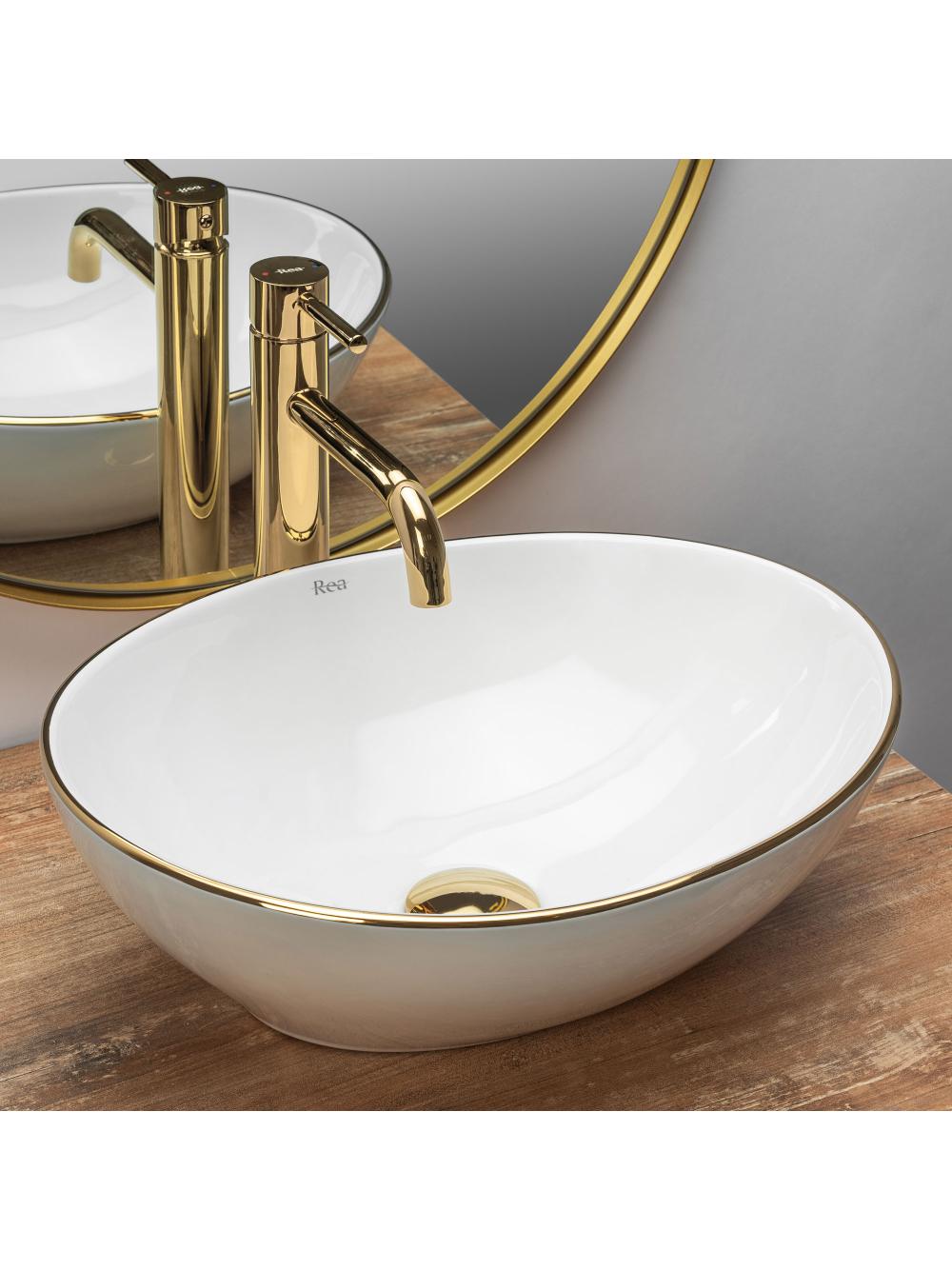 Umywalka nablatowa Rea Sofia Gold Edge