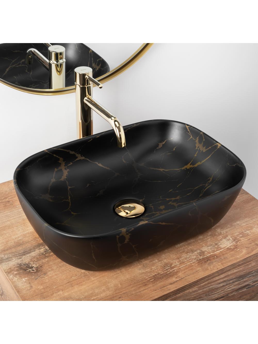 Umywalka nablatowa Rea Belinda Black Marble Mat