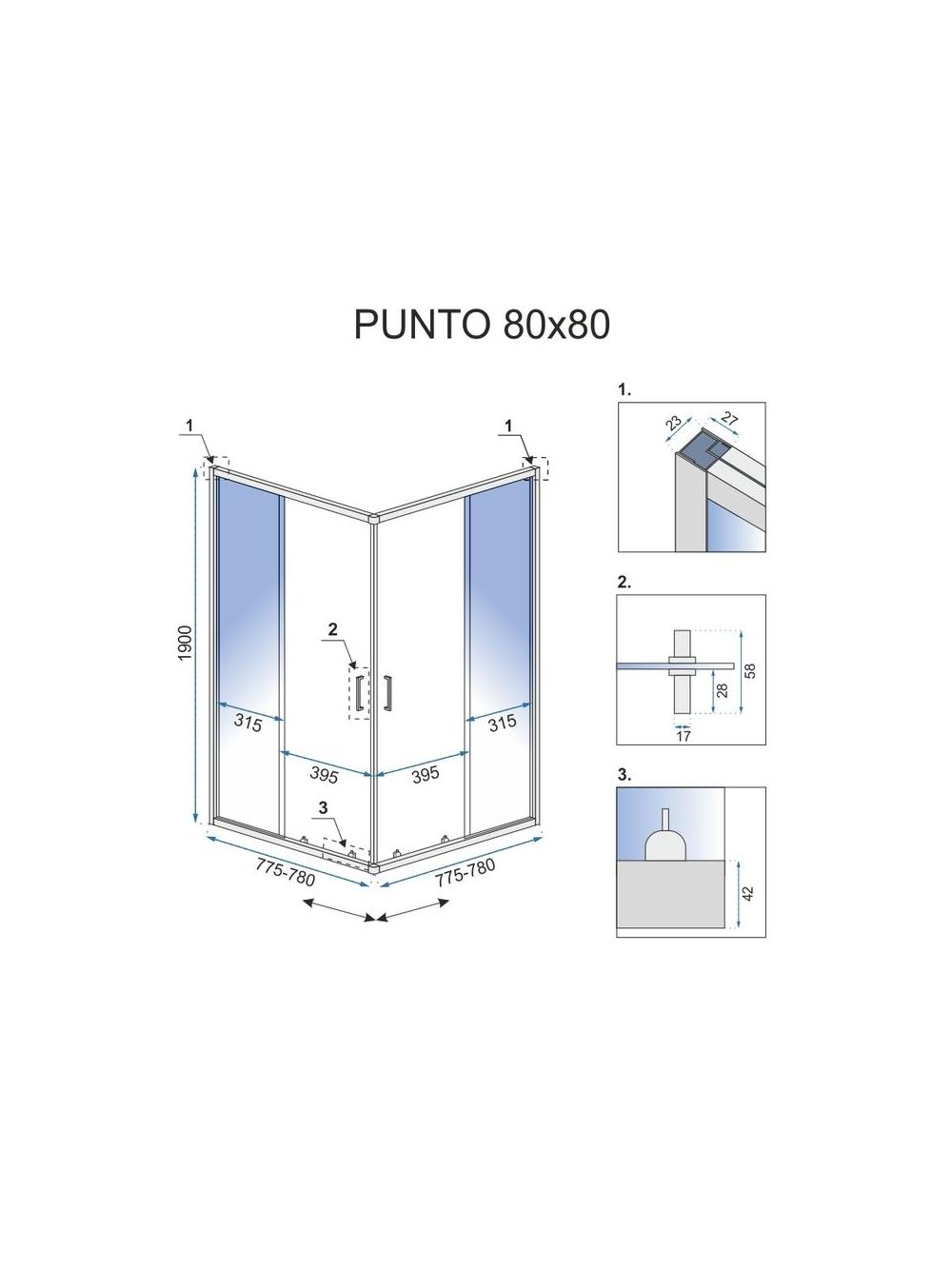 Kabina prysznicowa Rea Punto 80x80 Złota