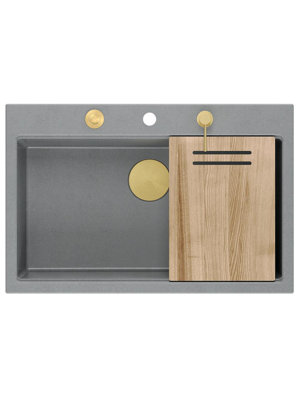 Zlewozmywak granitowy MARC 110 WORKSTATION Szary Metalik