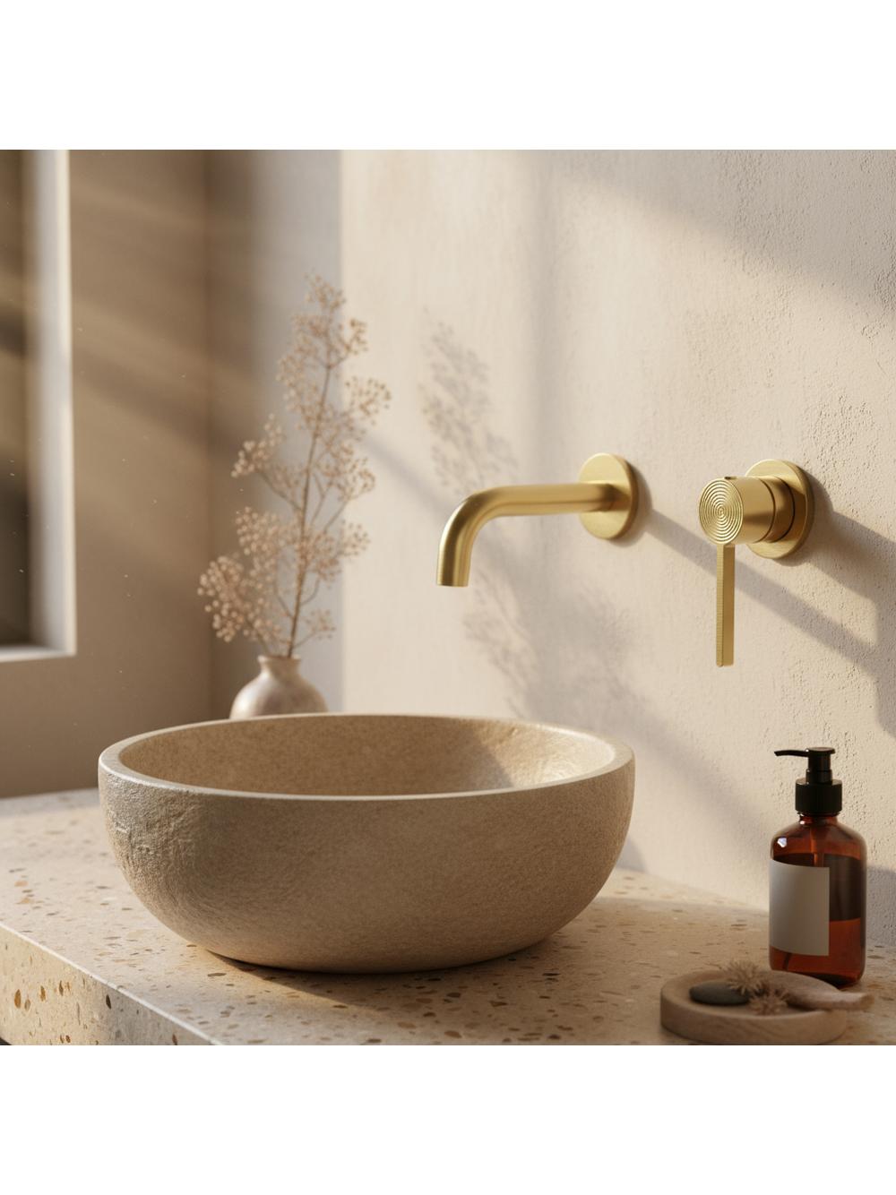 Bateria Umywalkowa Podtynkowa Rea Foster Złota Szczotkowana