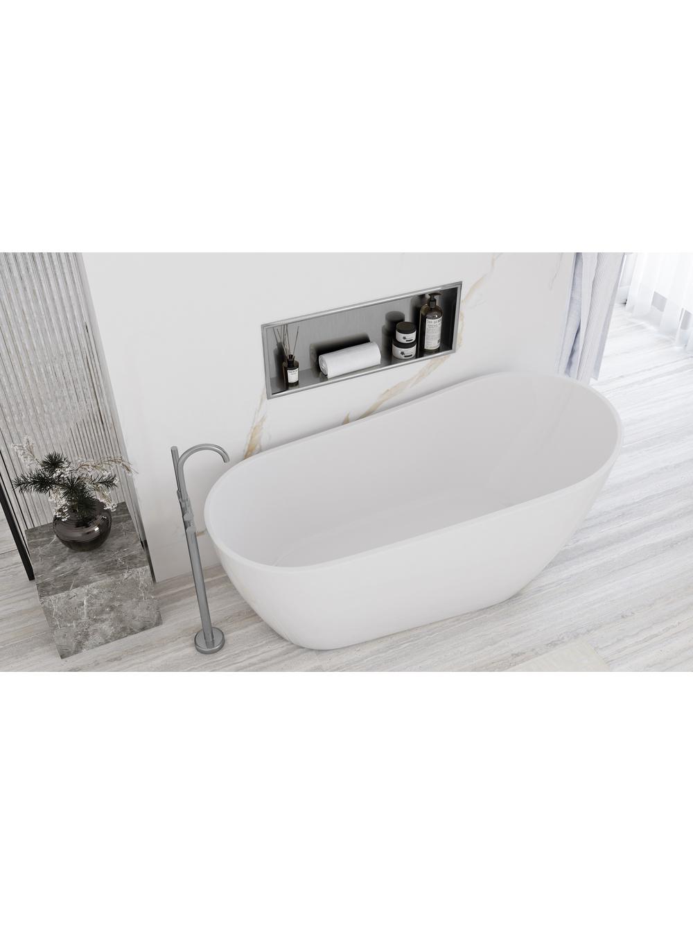 PÓŁKA WNĘKOWA ŁAZIENKOWA 30x60 stal szczotkowana