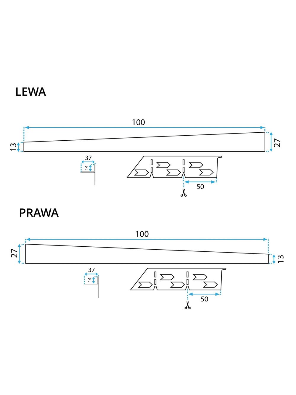 Listwa spadkowa brodzikowa 100cm Czarna