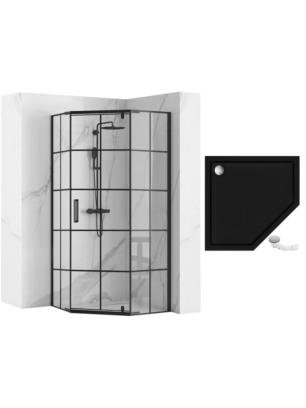 Kabina Rea HEX Black 90x90 Prysznicowa