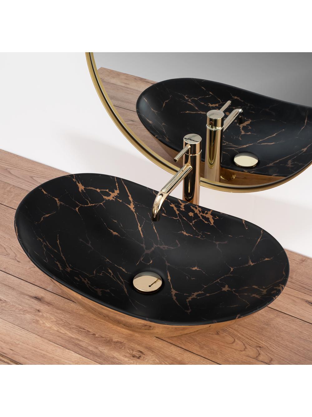 Umywalka nablatowa REA Royal In Black Marble Gold