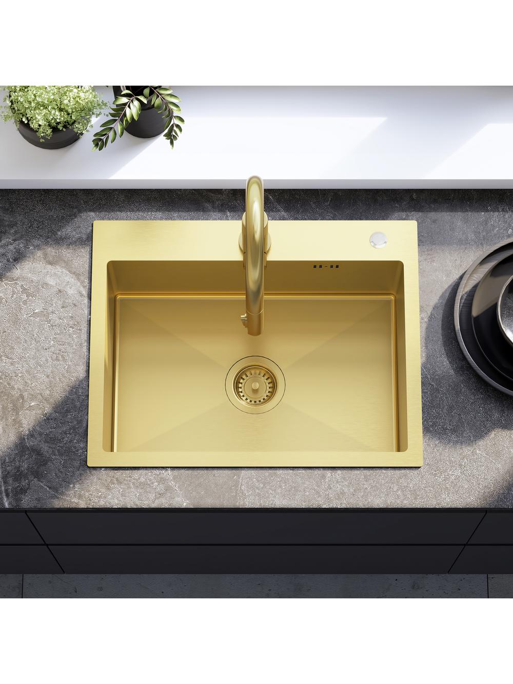 Stainless steel sink Liam BRUSH GOLD