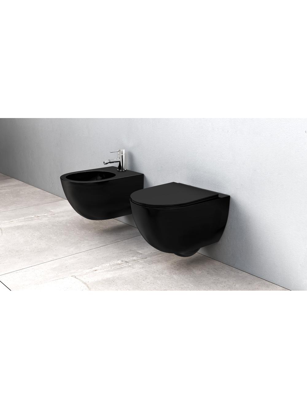 Misa WC podwieszana Rea Carlo Mini Rimless Flat Czarna Matowa