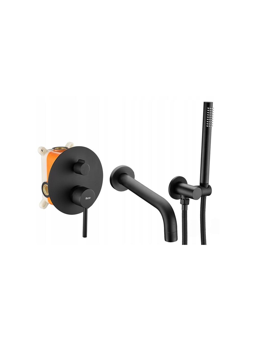 Bateria Wannowa podtynkowa Rea Lungo Czarna + Box