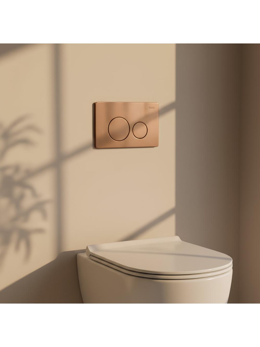 Cadru WC încastrat Rea cu buton I Brush Copper