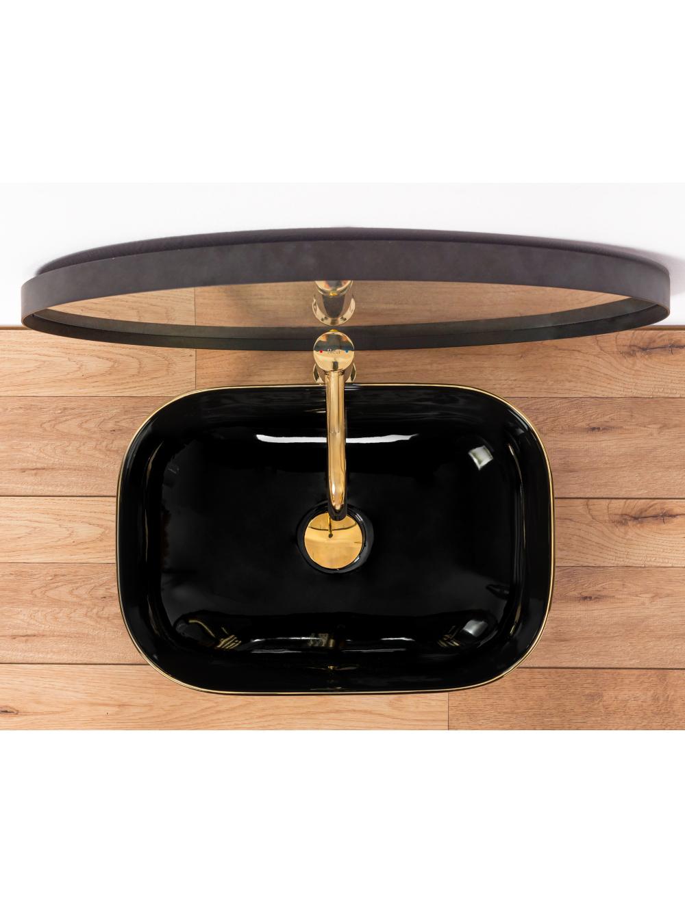 Νιπτήρας πάγκου Rea Belinda Black/Gold Edge 46.5 x 33 x 13. 5 cm