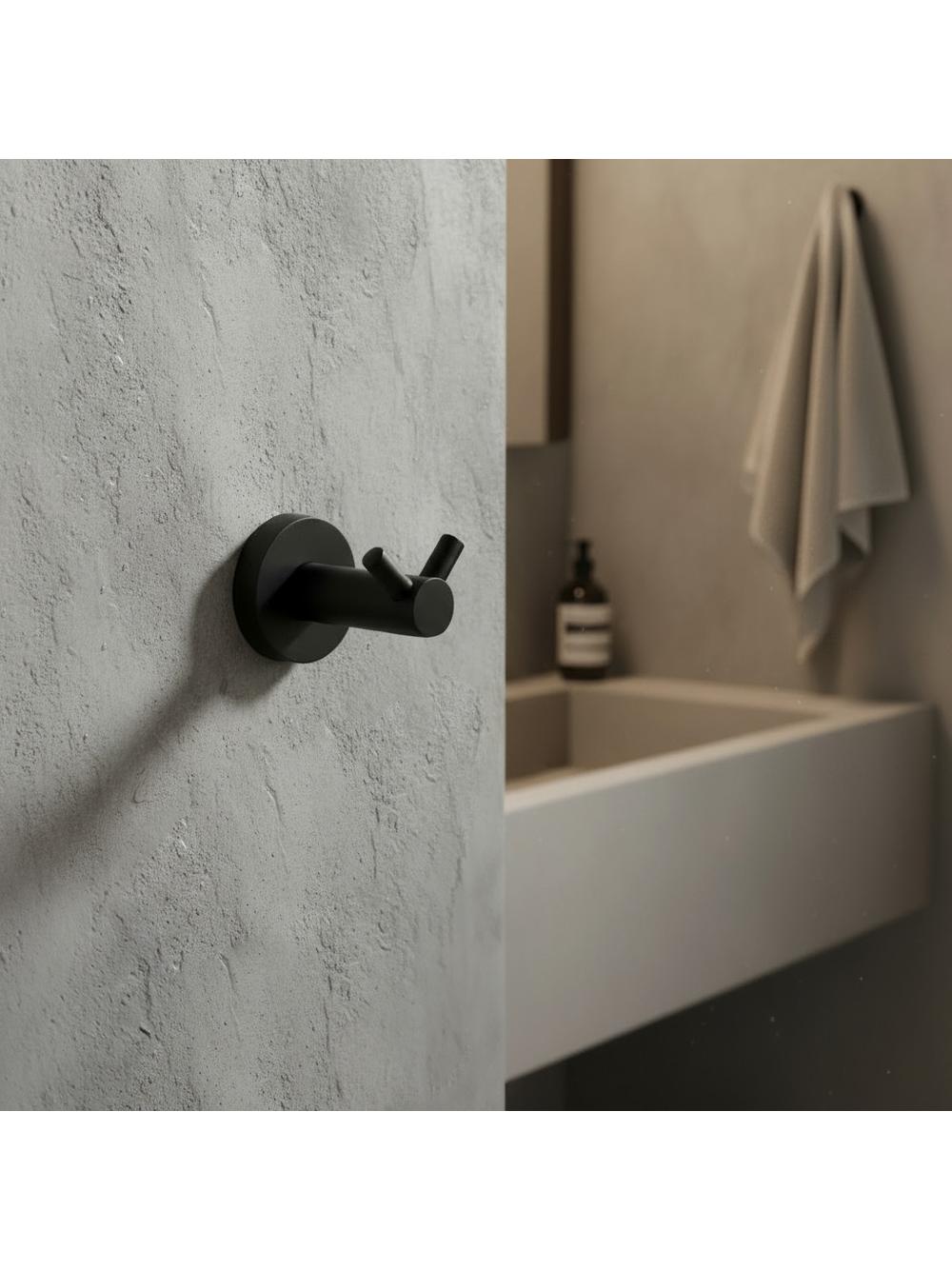 Wieszak łazienkowy Dwuramienny 5605 Leo Czarny