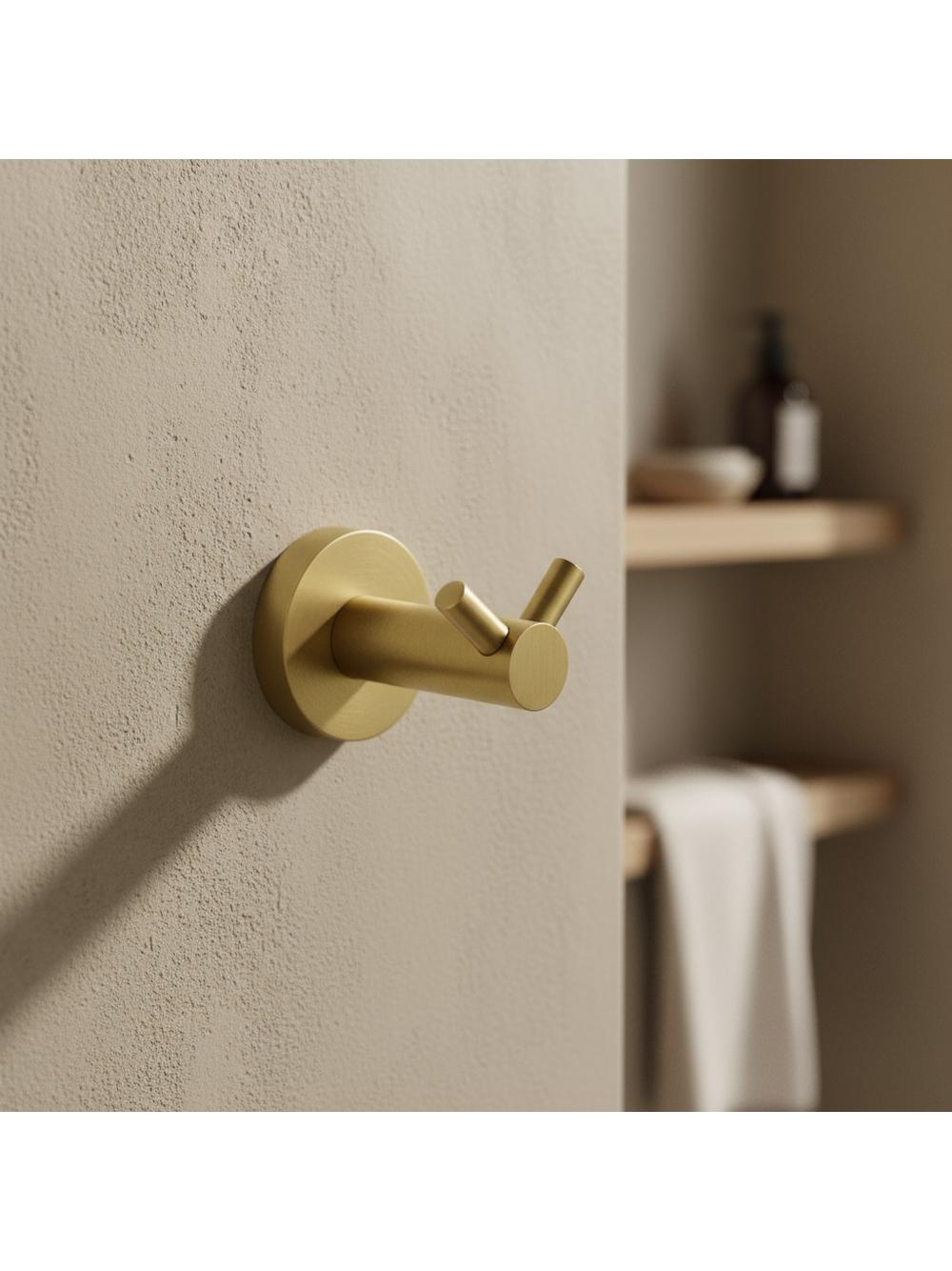 Wieszak łazienkowy Dwuramienny 5605 Leo Złoty Szczotkowany