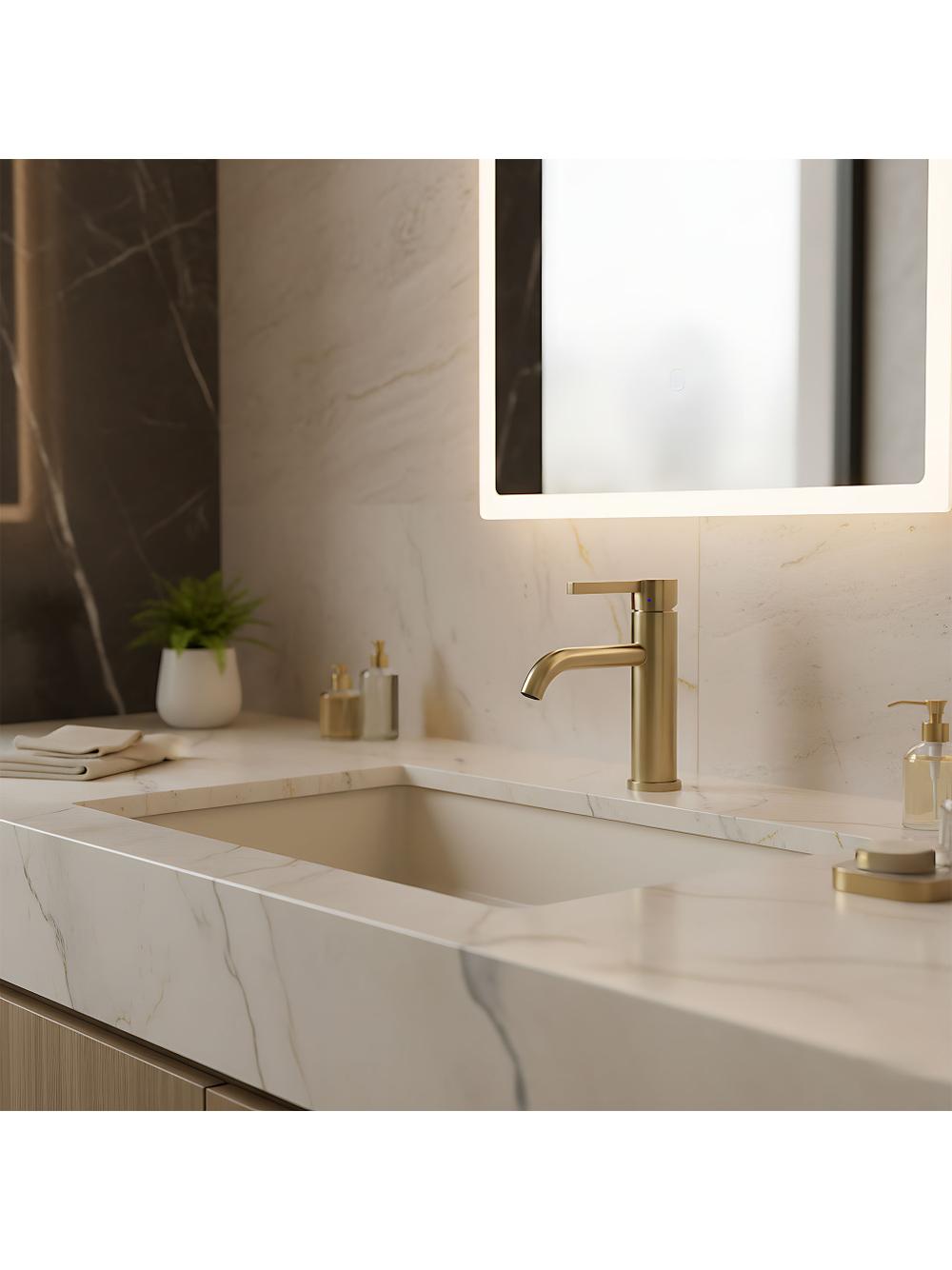 Bateria Umywalkowa Rea Foster Złoty Szczotkowany Niska