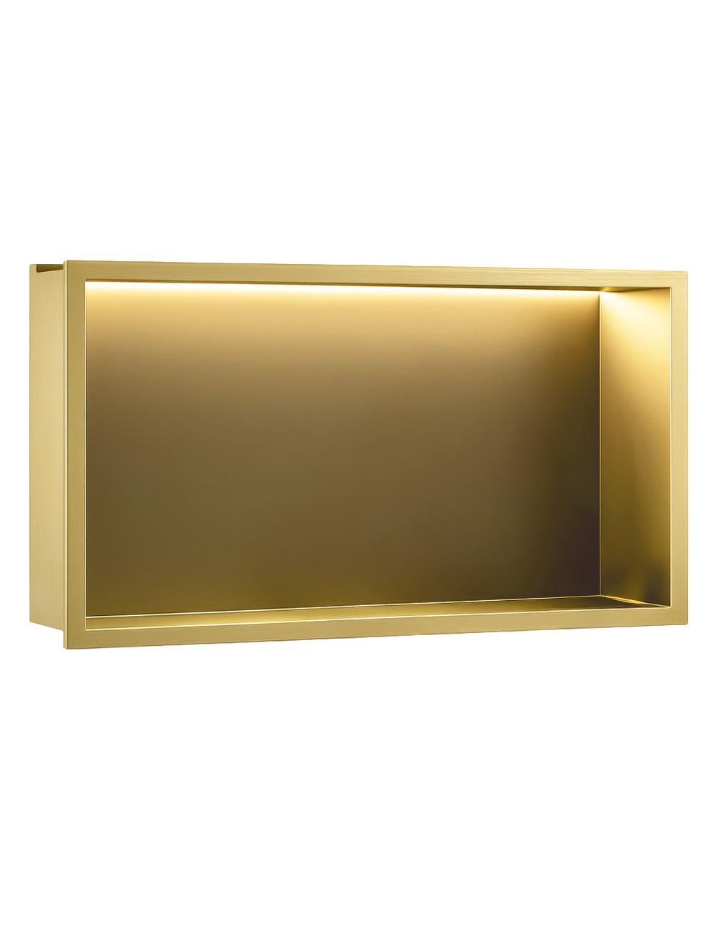 VSTAVANÁ KÚPEĽŇOVÁ POLICA LED 30x60 brush gold
