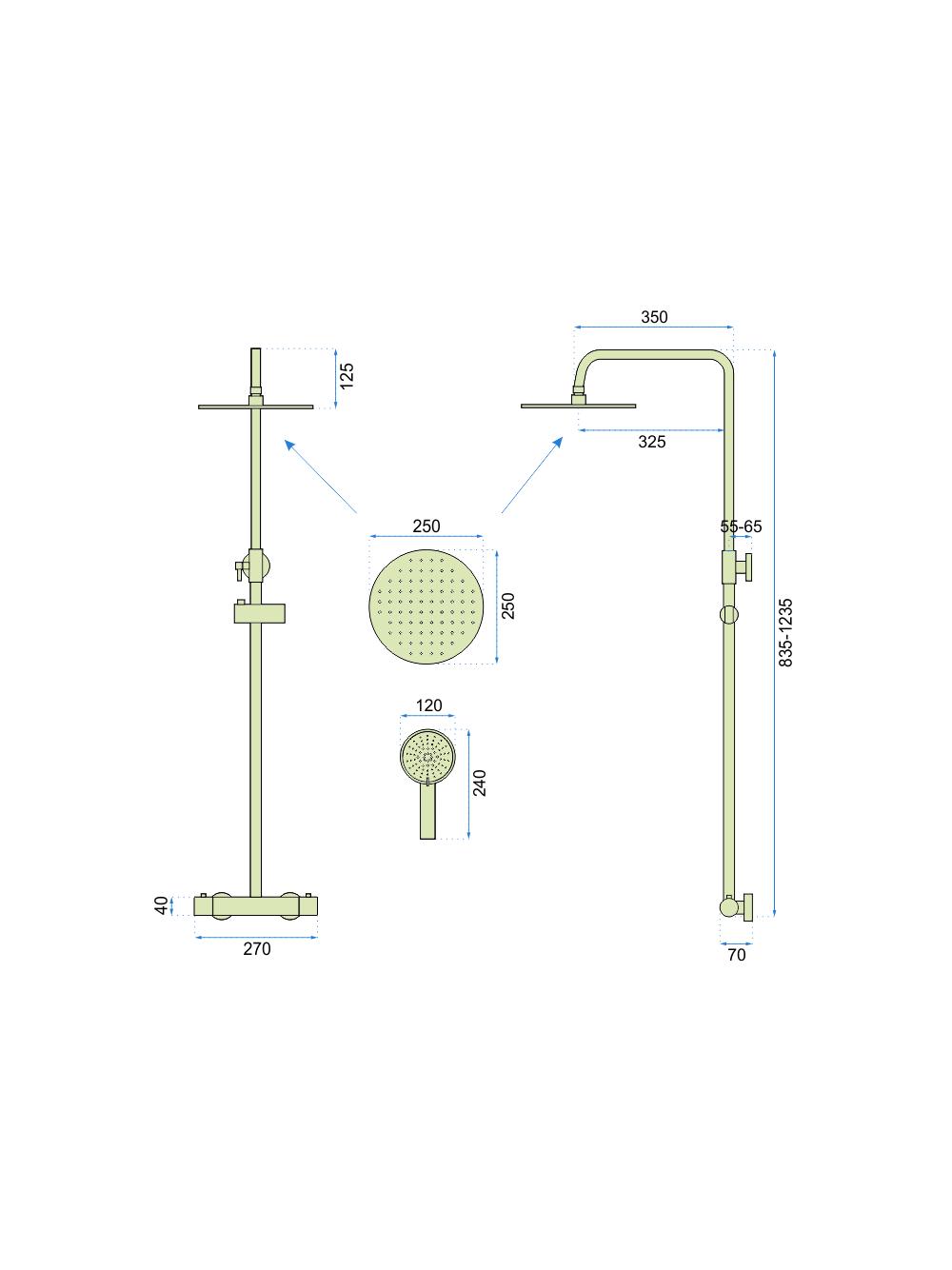 Kit de douche REA VINCENT GOLD + thermostat