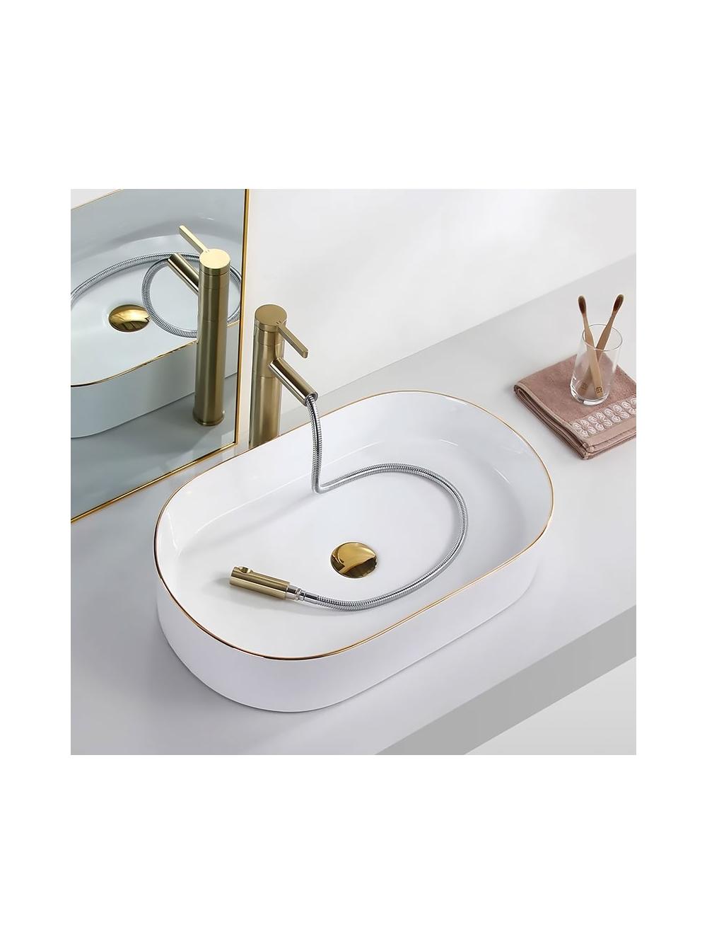 Νιπτήρας πάγκου Rea Nadia White Gold Edge 61 x 38.5 x 12 cm