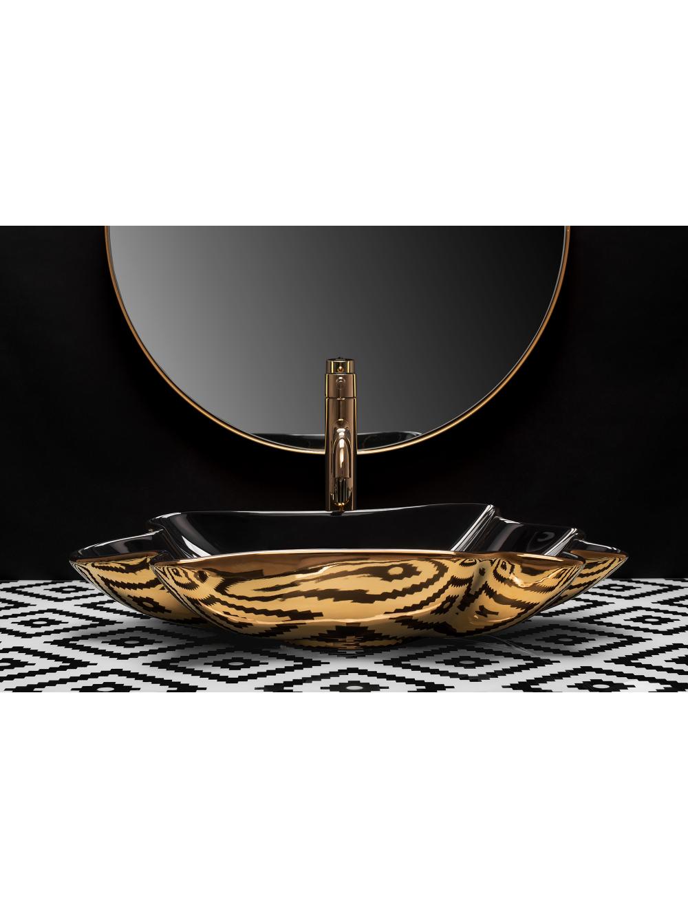 Umywalka REA Sea Infinity Gold/Black + Korek