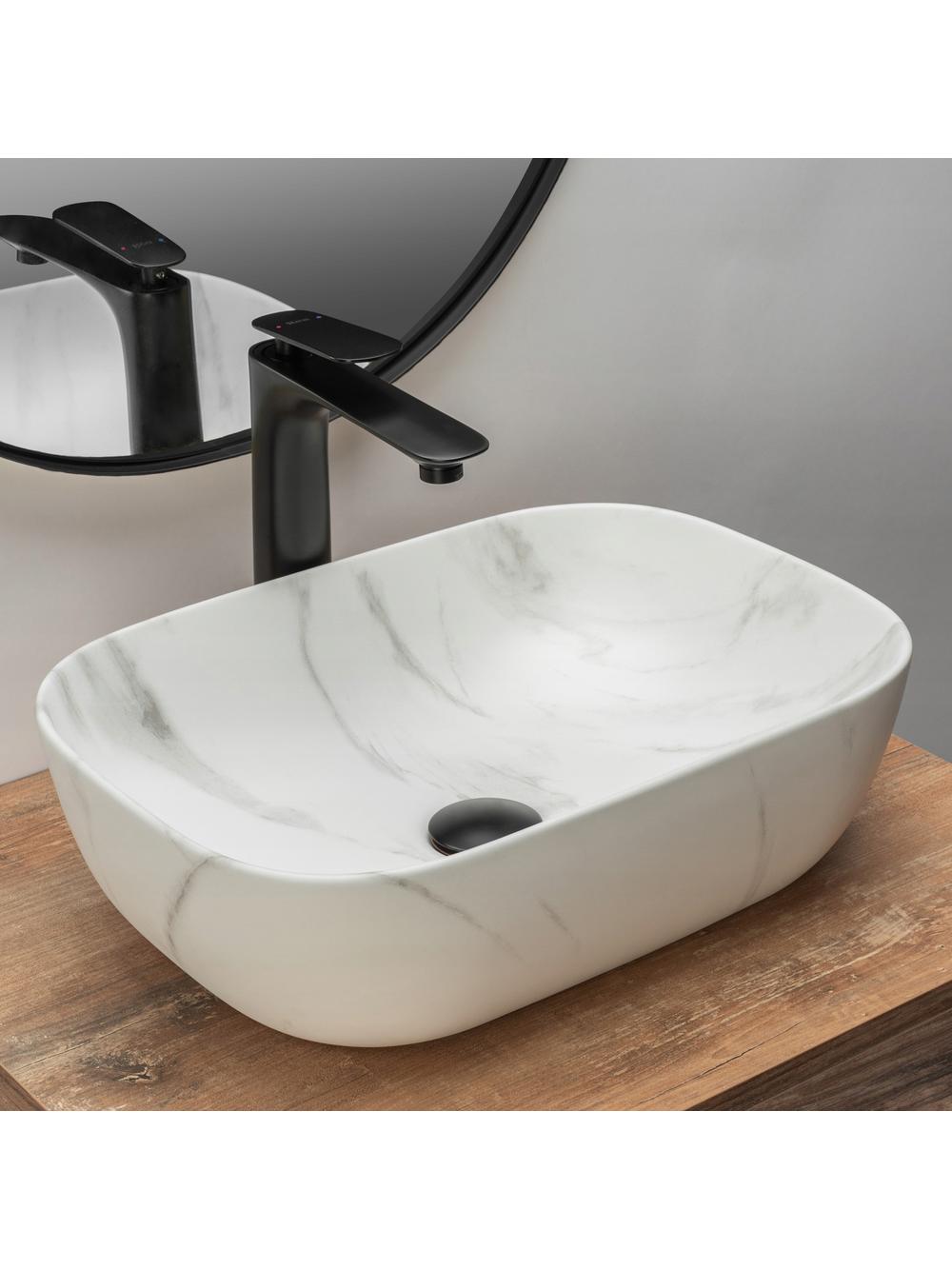 Umywalka nablatowa Rea Belinda Marble Marmur Mat