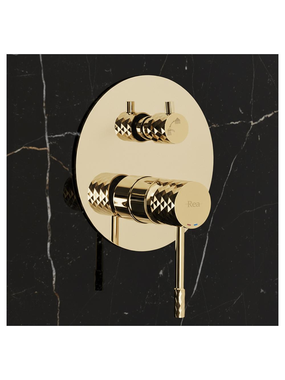 Kit de douche encastré Rea Lungo Diamond Gold + BOX