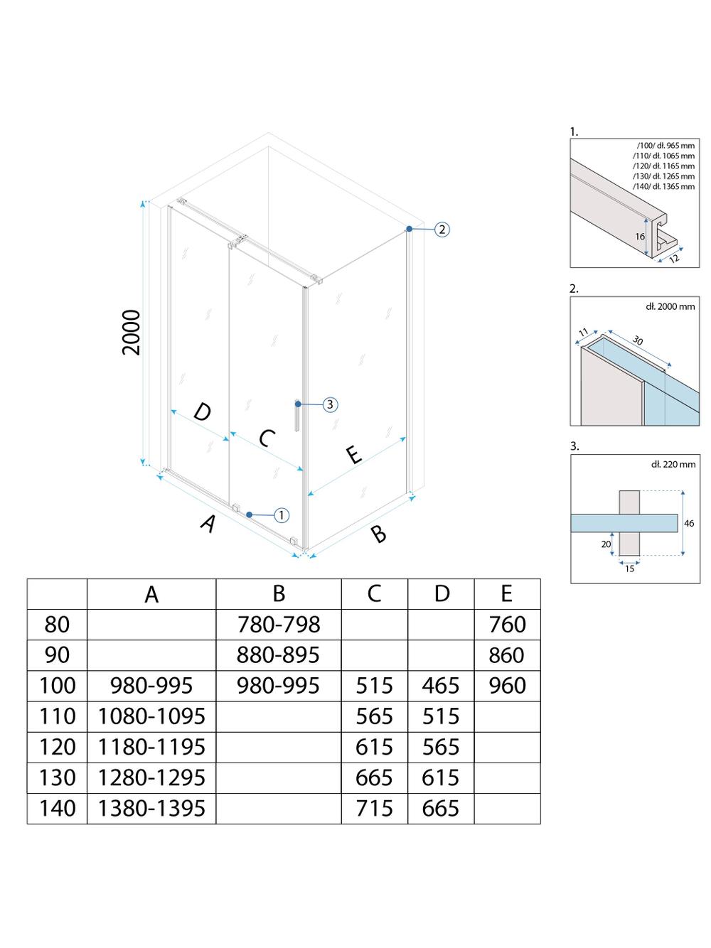 Shower enclosure REA Montana Gold Brush 100x100