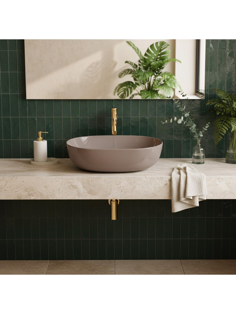 Lavabo sobre encimera Rea Lisa Beige Shiny