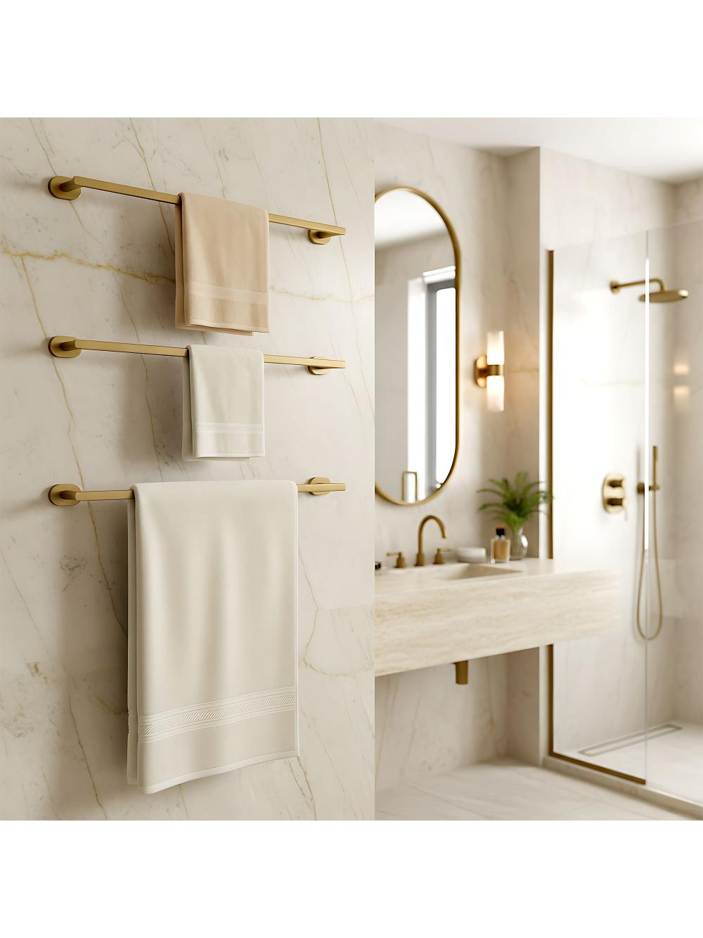 Wieszak łazienkowy jednoramienny Til 101 Złoty Szczotkowany