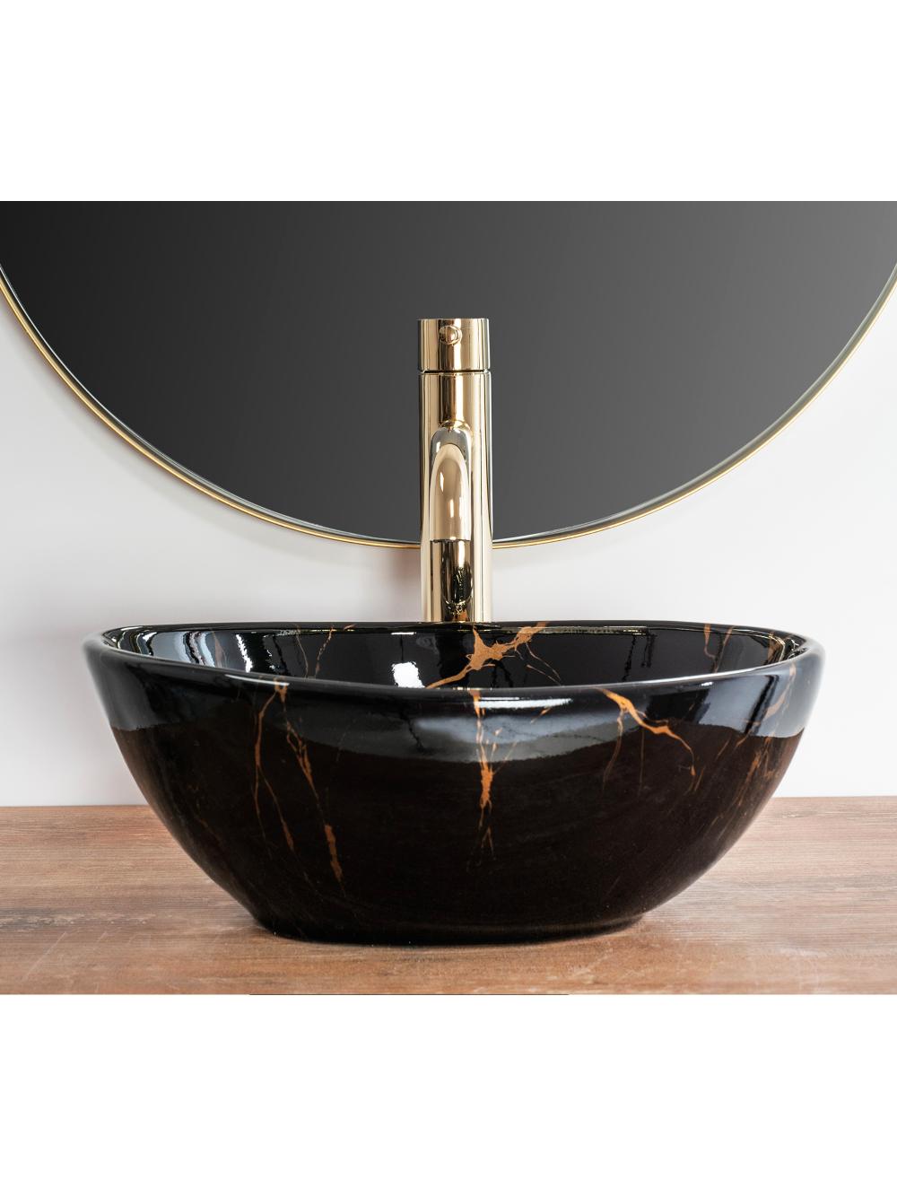 Umywalka nablatowa Rea Sofia Mini Black Marble Shiny